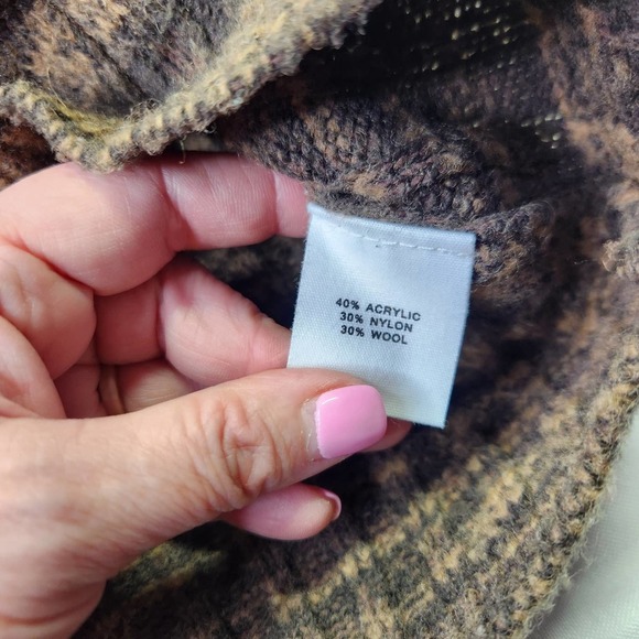 Vintage Express Size XL Mens Wool Blend Textured Collared Zip Up Sweater Brown - Picture 5 of 10